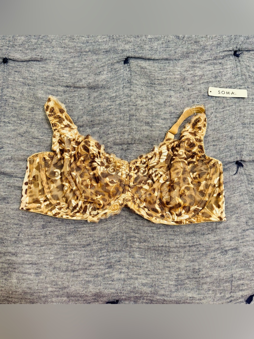 NWT! Soma Sensuous Lace Underwire Bra in Golden Leopard Size 40C